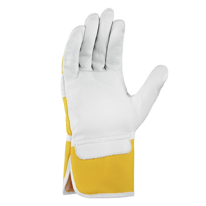 teXXor® Rindvollleder-Winterbauhandschuhe HIMALAYA I Leder natur/Drell gelb
