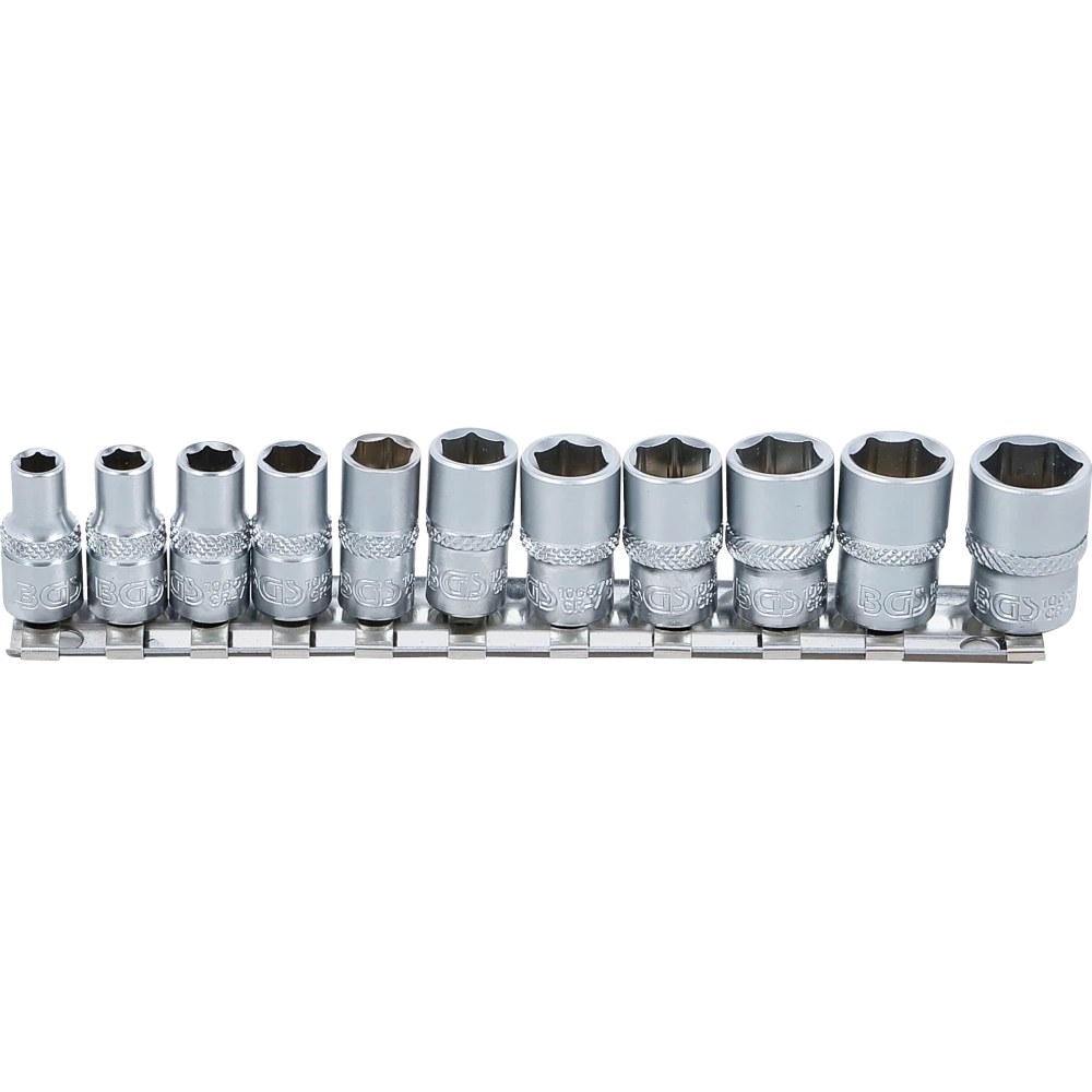 Steckschlüssel-Einsatz-Satz Sechskant, Antrieb Innenvierkant 6,3 mm (1/4"), Zollgrößen, 11-tlg.