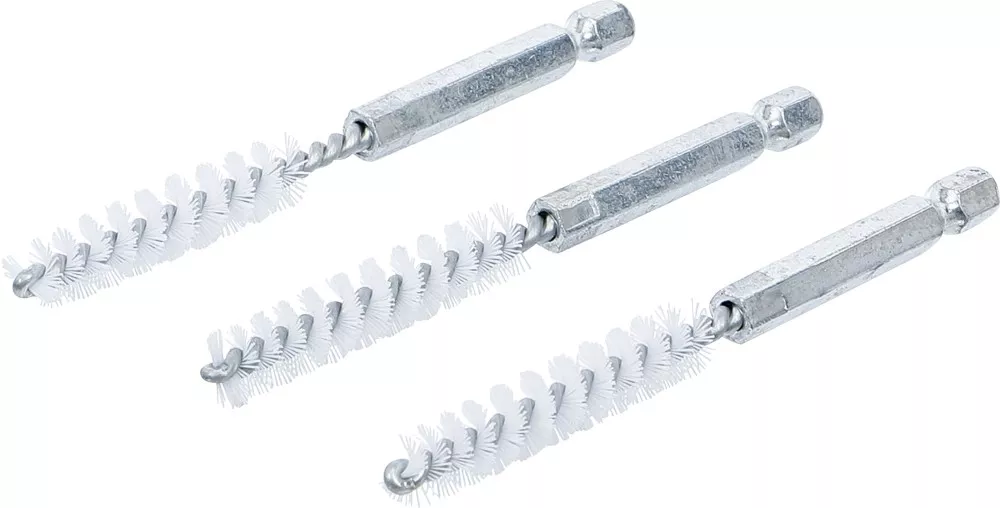 Nylonbürste, 9 mm, Antrieb Außensechskant 6,3 mm (1/4"), 3-tlg.