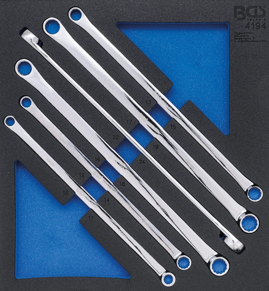 Werkstattwageneinlage 2/3: Doppel-Ringschlüssel-Satz, extra lang, SW 10 x 11 - 22 x 24 mm, 6-tlg.