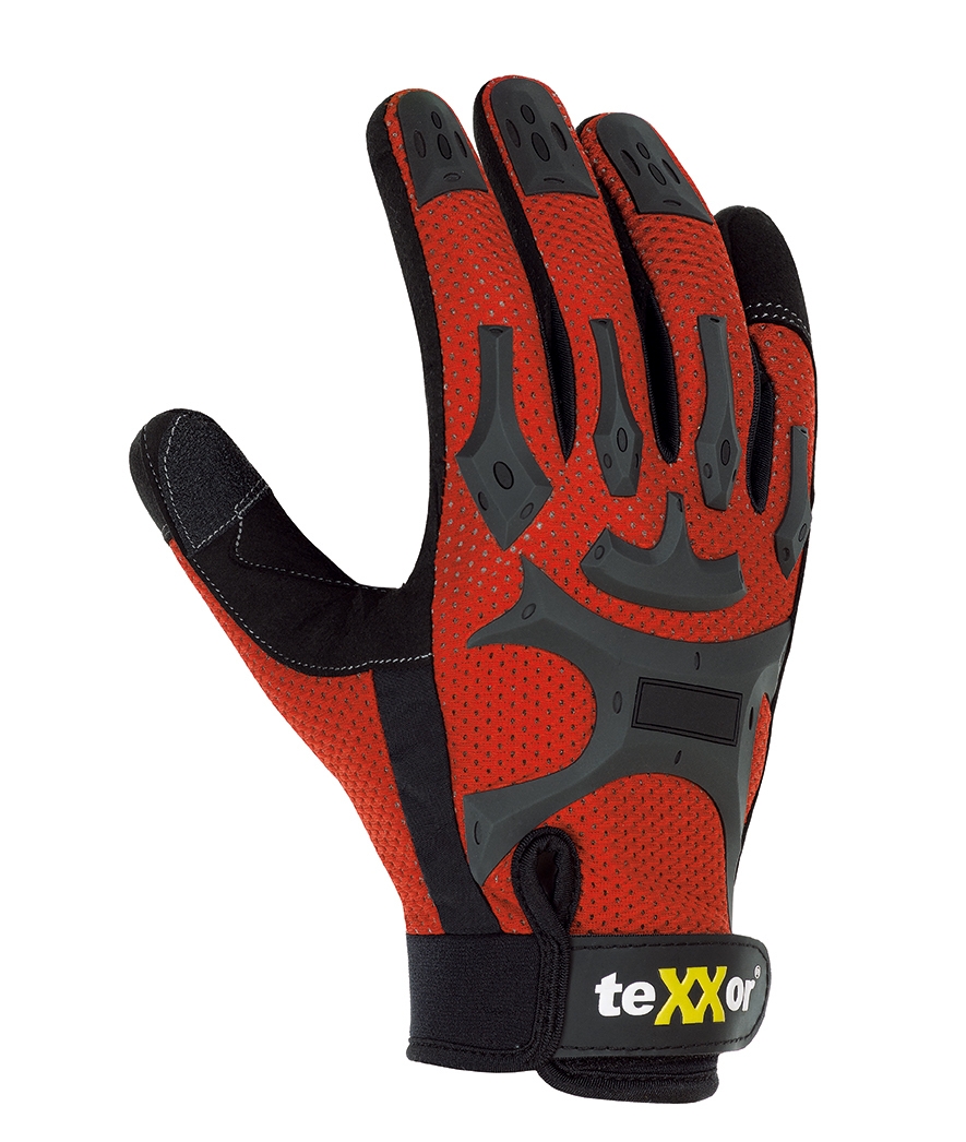 teXXor® Kunstleder-Handschuhe BUCKLEY, SB-Verpackung rot/schwarz