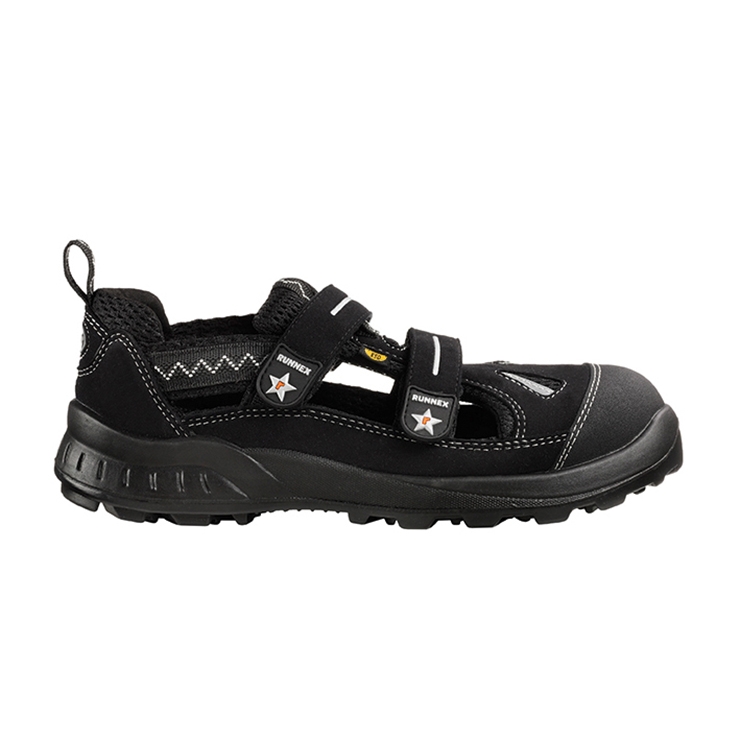 RUNNEX® S1-ESD-Sicherheitsklettsandalen TeamStar schwarz/silber