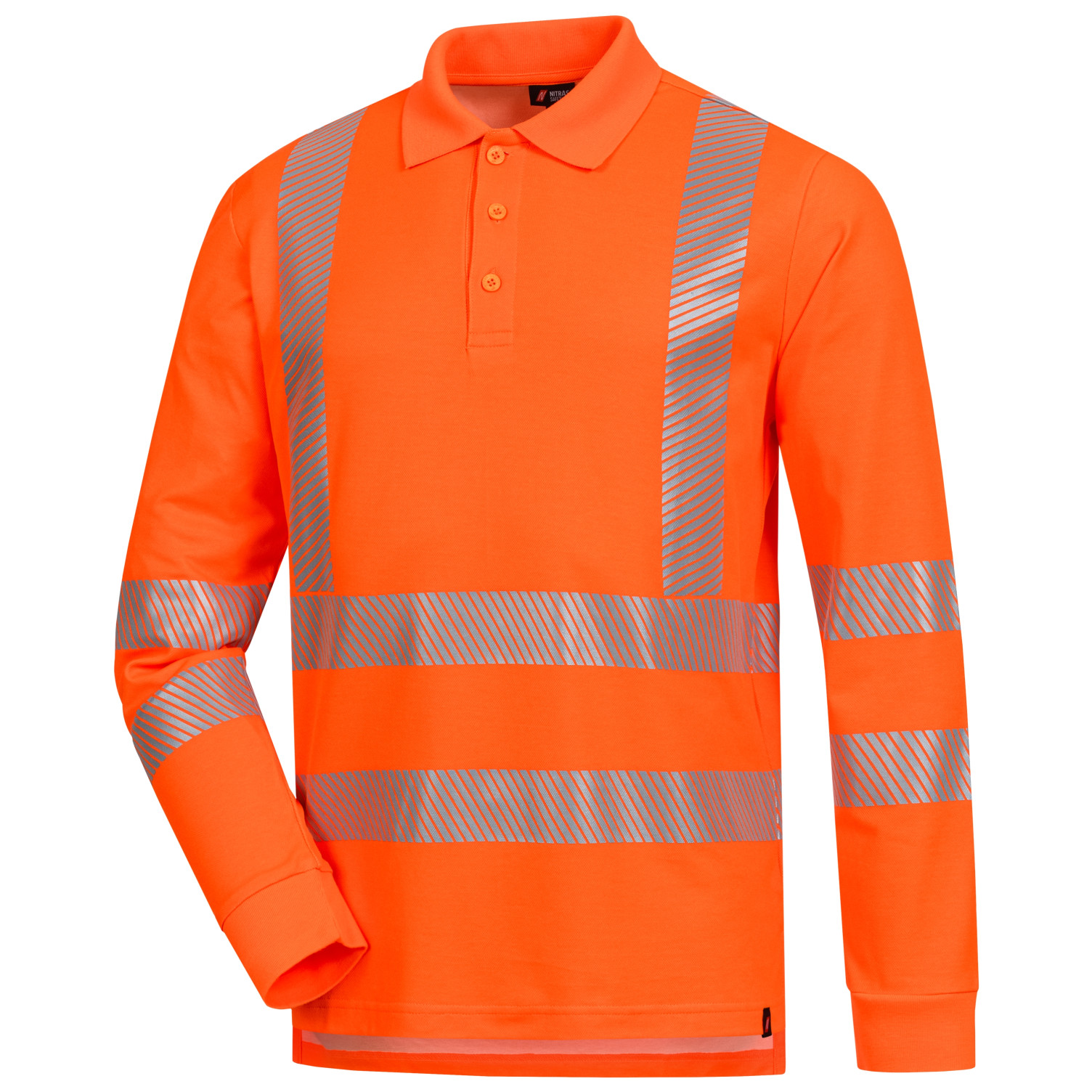 Warn-Langarm-Poloshirt MOTION TEX VIZ neonorange / uni