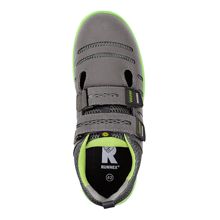 RUNNEX® S1PS-ESD-Sicherheitsklettsandalen FlexStar grau/grün