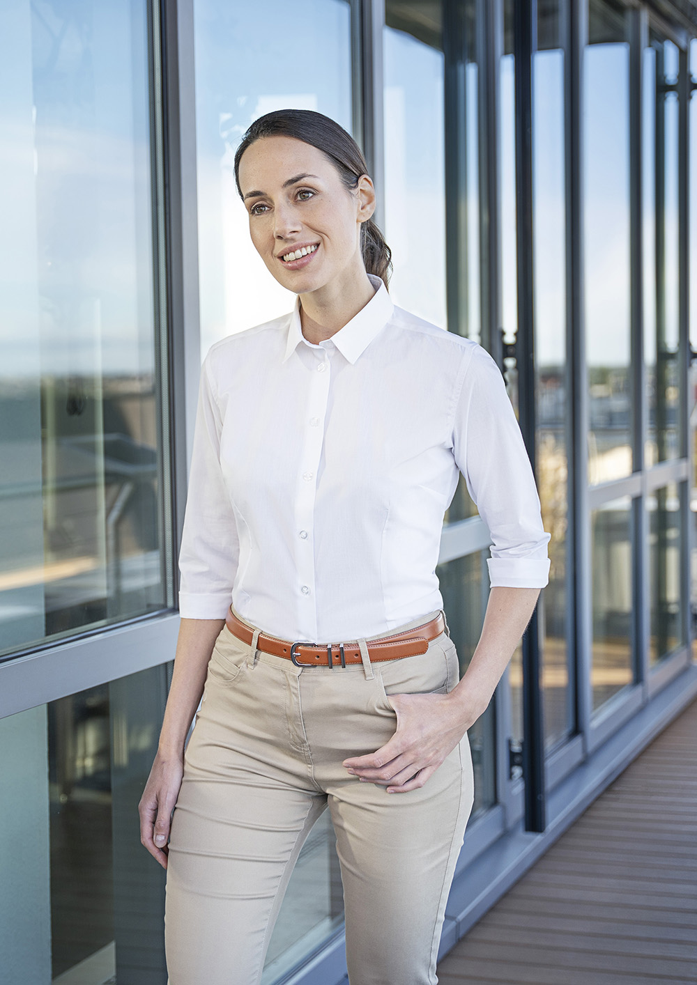 Damenbluse Active-Stretch mit 3/4-Ärmeln in Slim-Fit