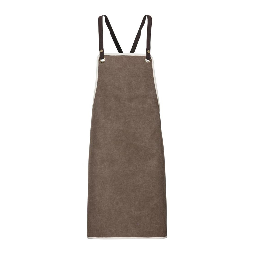 Latzschürze Canvas toffee mit Paspel, B 70 x L 80 cm