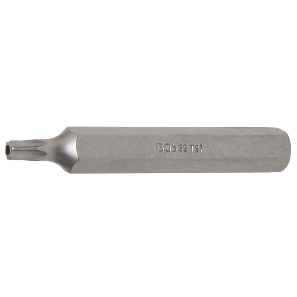 Bit, Länge 75 mm, Antrieb Außensechskant 10 mm (3/8"), T-Profil (für Torx) mit Bohrung T27
