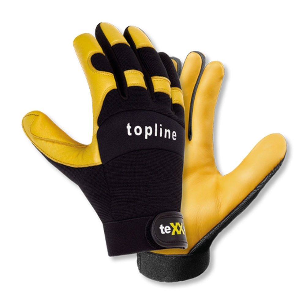 teXXor® Kuhleder-Handschuhe TACOMA, SB-Verpackung gelb/schwarz