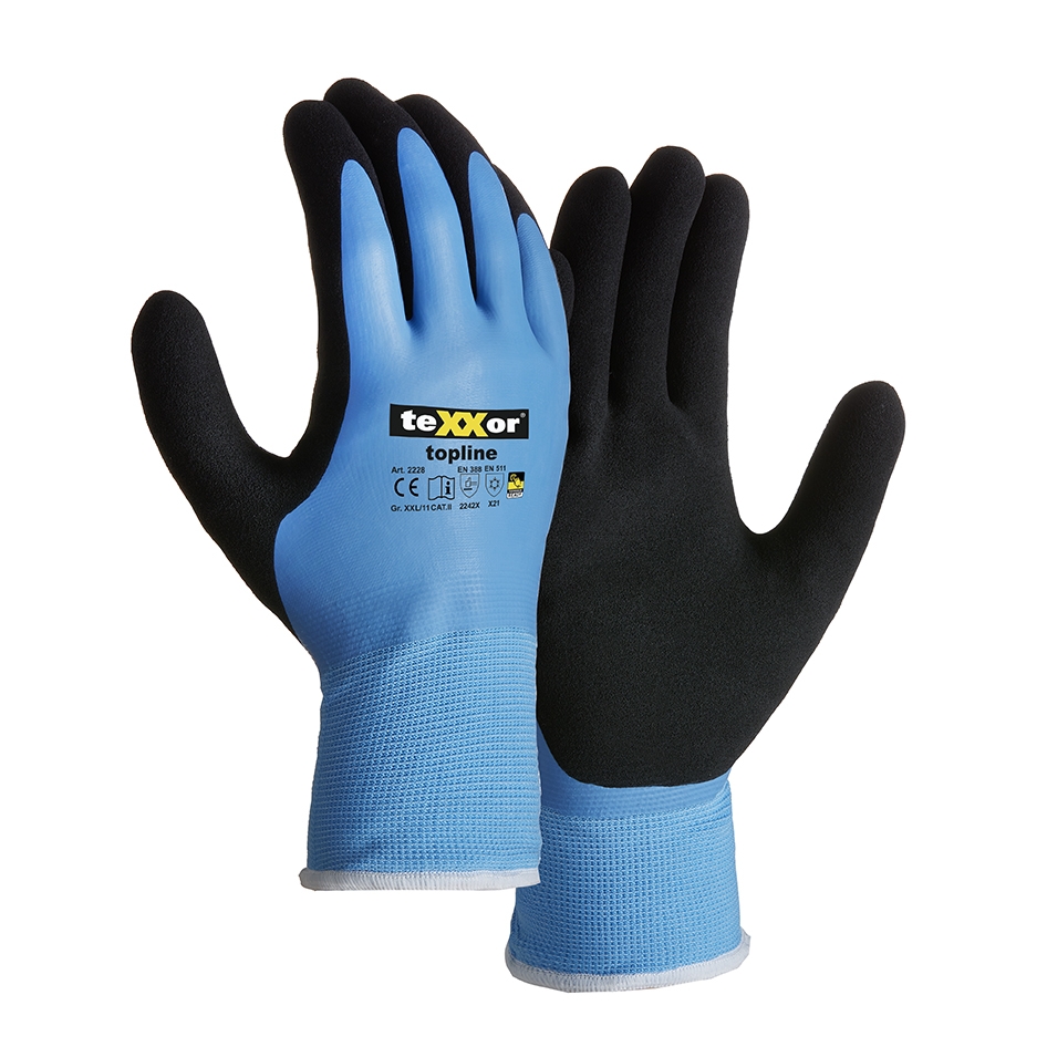 teXXor® Winterhandschuhe LATEX blau/schwarz
