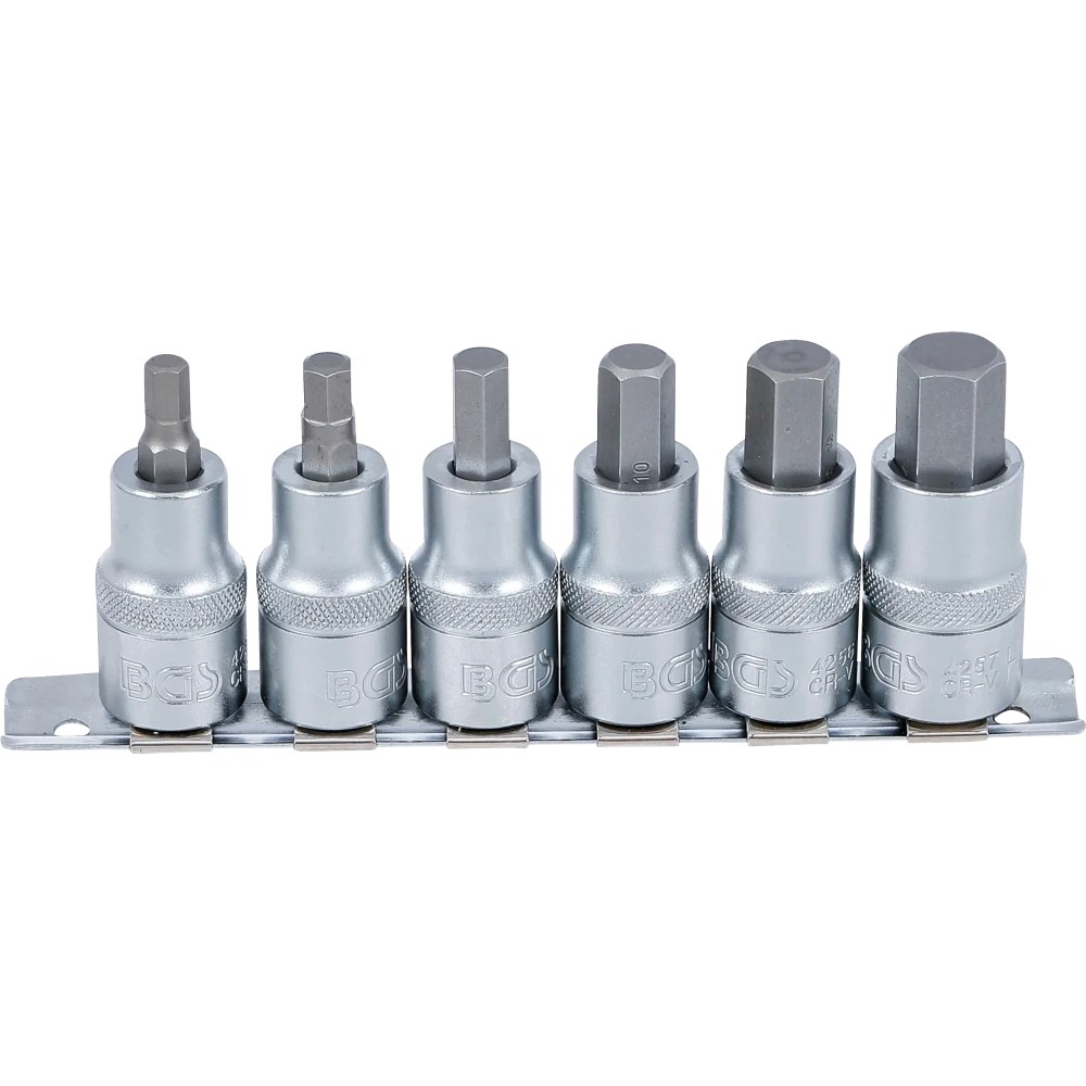 Bit-Einsatz-Satz, Antrieb Innenvierkant 12,5 mm (1/2"), Innensechskant 6 - 14 mm, 6-tlg.
