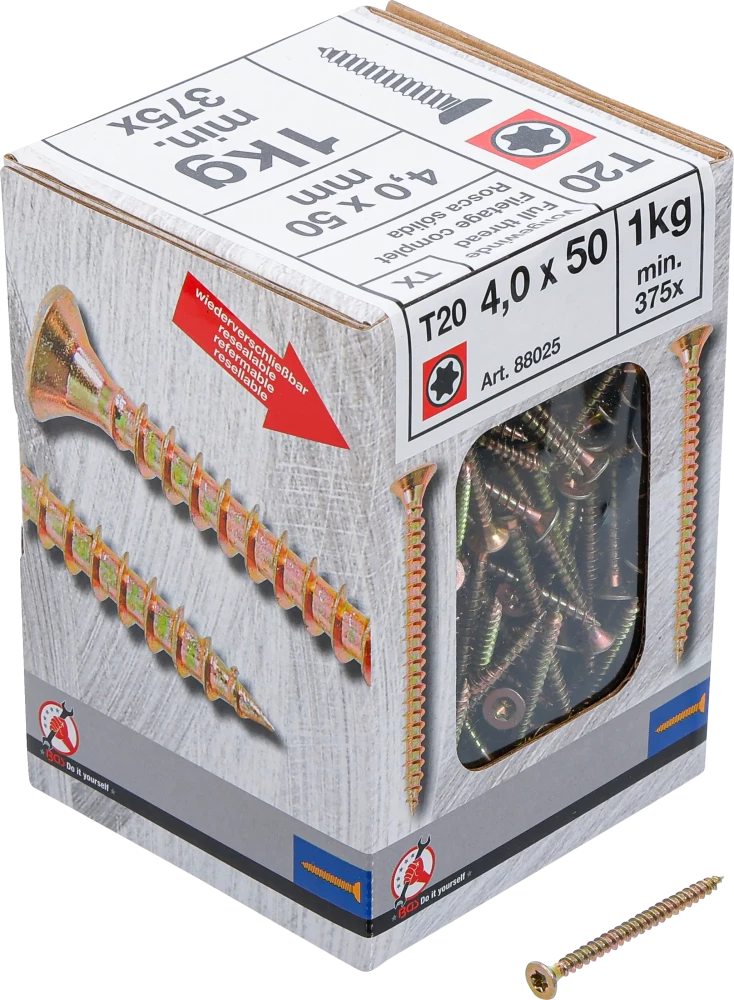 Mehrzweckschrauben, T-Profil ( für Torx) T20, 4,0 x 50 mm, 1 kg / 375 Stück