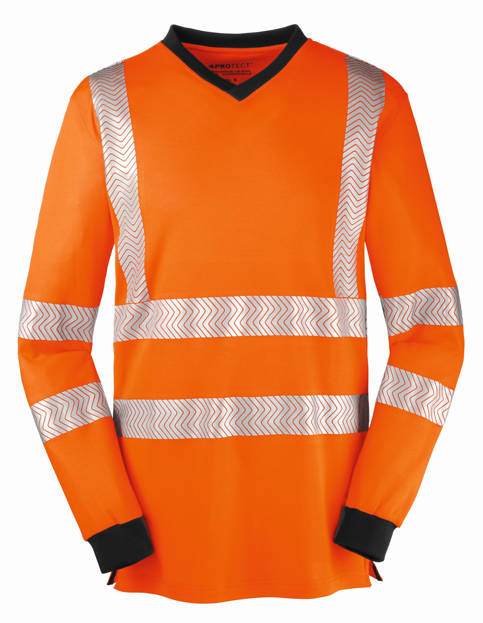 4PROTECT® Warnschutz-Langarm-UV-Shirt JACKSONVILLE leuchtorange/grau