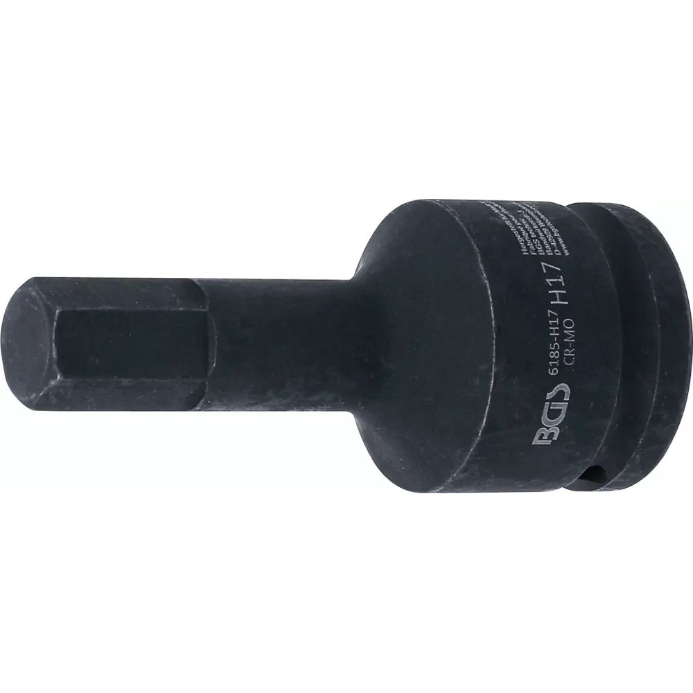 Kraft-Bit-Einsatz, Länge 100 mm, Antrieb Innenvierkant 20 mm (3/4"), Innensechskant 17 mm