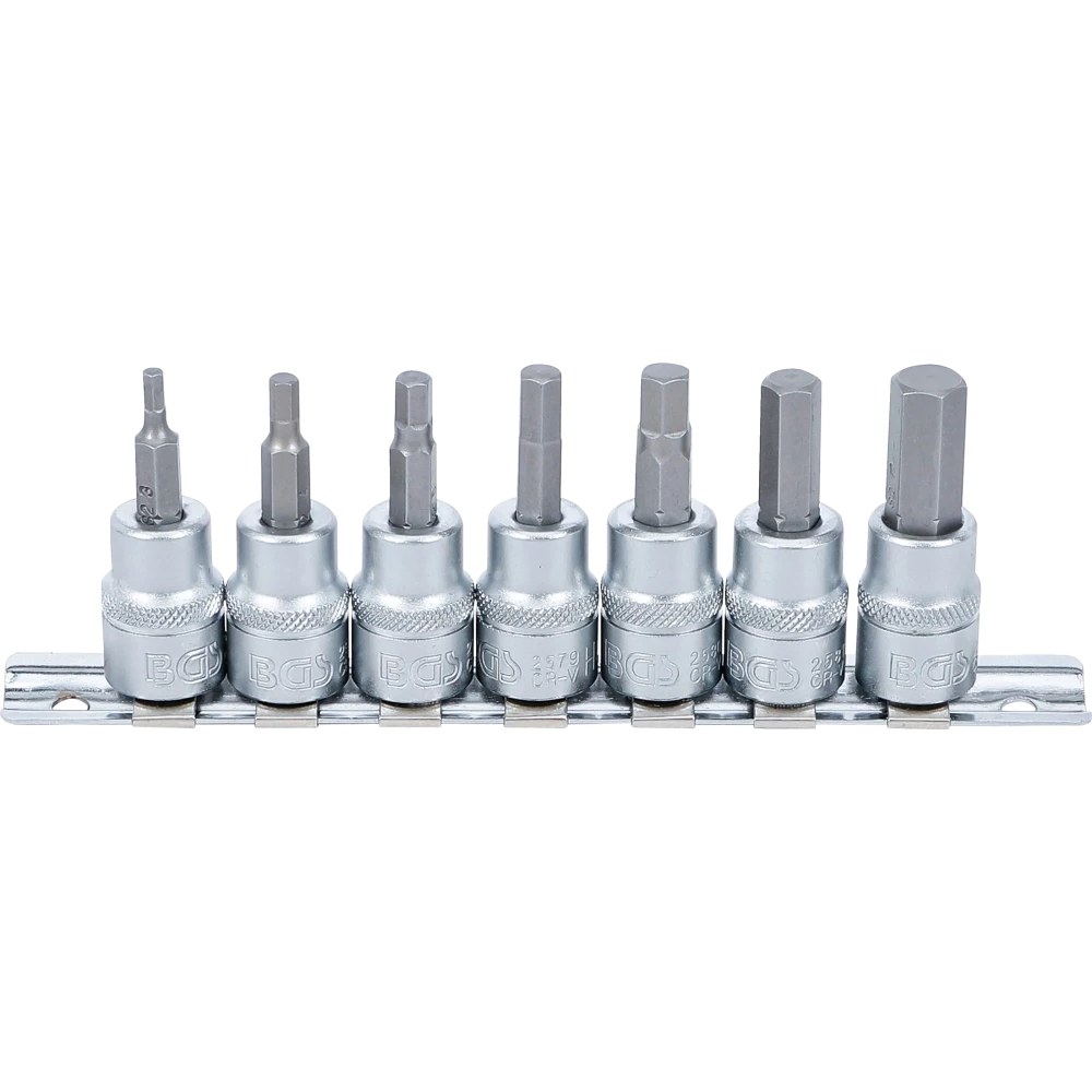 Bit-Einsatz-Satz, Antrieb Innenvierkant 10 mm (3/8"), Innensechskant 3 - 10 mm, 7-tlg.
