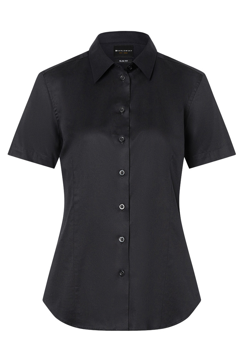 Kurzarm Damenbluse Active-Stretch in Slim-Fit
