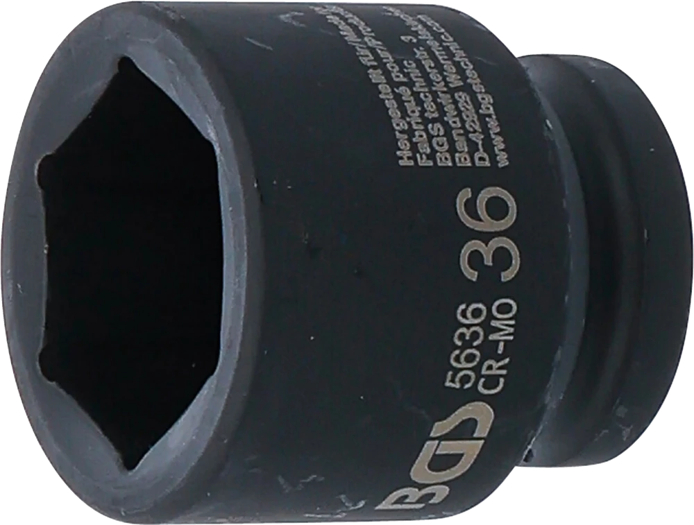 Kraft-Steckschlüssel-Einsatz Sechskant, Antrieb Innenvierkant 20 mm (3/4"), SW 36 mm