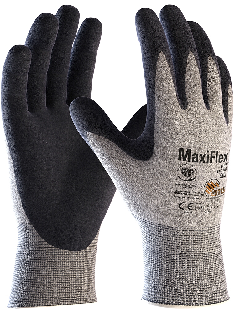 MaxiFlex® Elite™ ESD Nylon-Strickhandschuhe (34-774B) hellgrau/schwarz