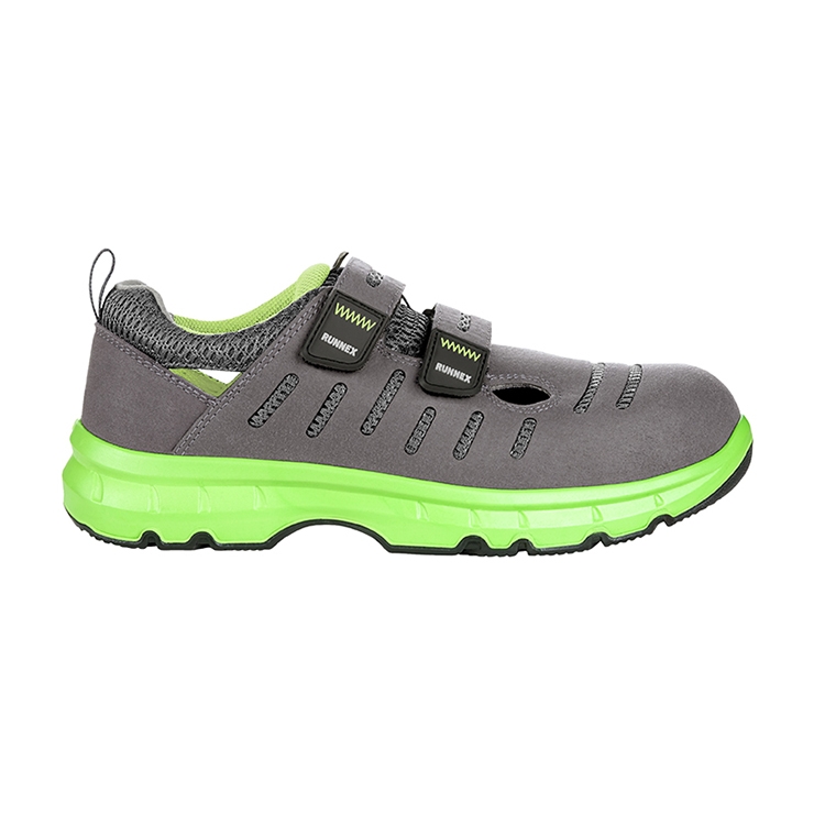 RUNNEX® S1PS-ESD-Sicherheitsklettsandalen FlexStar grau/grün