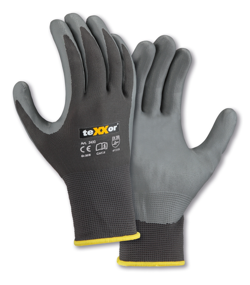 teXXor® Polyester-Handschuhe NITRIL BESCHICHTET grau/grau