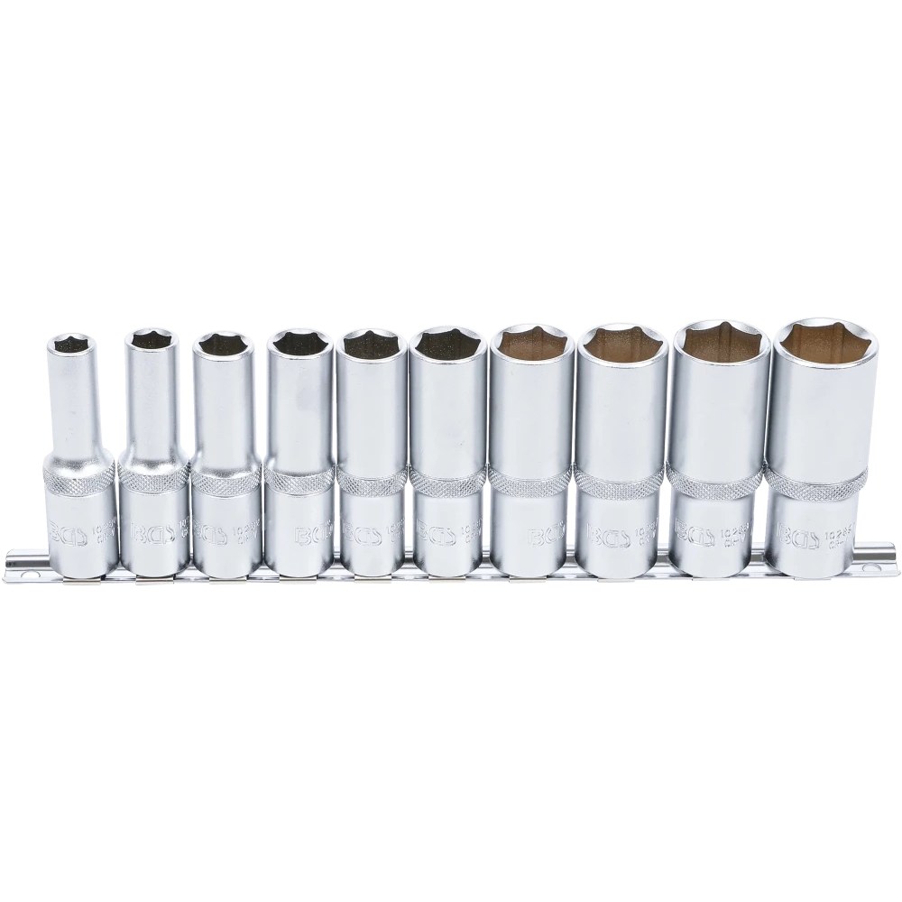 Steckschlüssel-Einsatz-Satz Sechskant, tief, Antrieb Innenvierkant 12,5 mm (1/2"), Zollgrößen, 10-tlg.