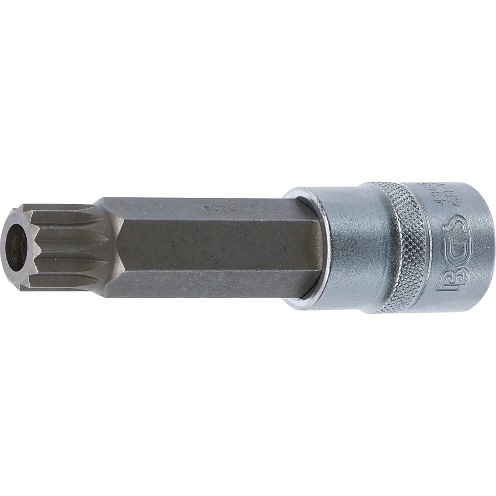 Bit-Einsatz, Länge 100 mm, Antrieb Innenvierkant 12,5 mm (1/2"), Innenvielzahn (für XZN) mit Bohrung M18