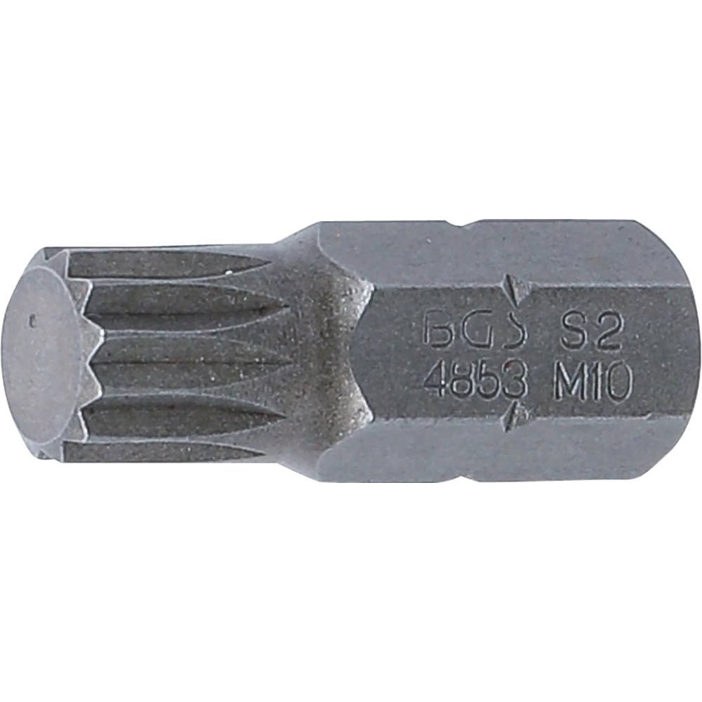Bit, Länge 30 mm, Antrieb Außensechskant 10 mm (3/8"), Innenvielzahn (für XZN) M10