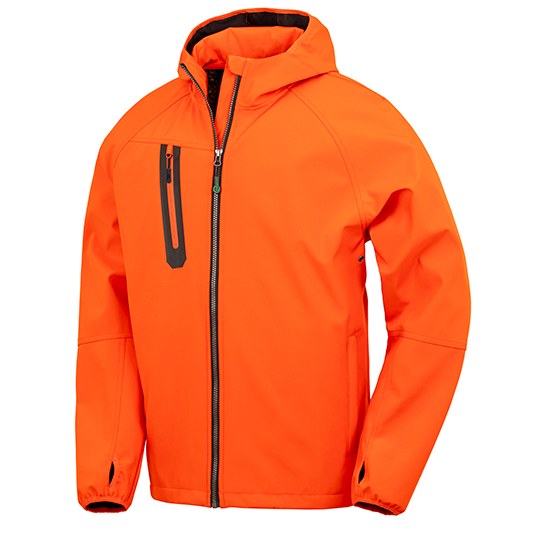 3-Layer Recycled Printable Hooded Casual Softshell Jacket