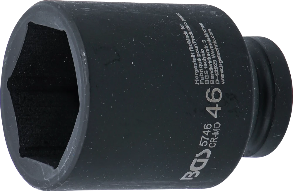 Kraft-Steckschlüssel-Einsatz Sechskant, tief, Antrieb Innenvierkant 20 mm (3/4"), SW 46 mm