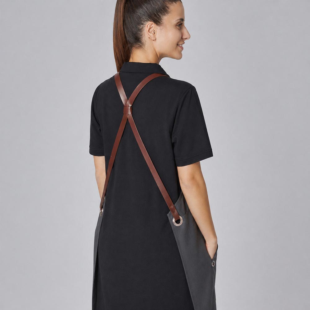 Latzschürze Casual Style mit X-Kreuzung, graphit, B 70 x L 80 cm