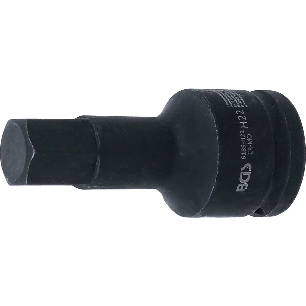 Kraft-Bit-Einsatz, Länge 100 mm, Antrieb Innenvierkant 20 mm (3/4"), Innensechskant 22 mm