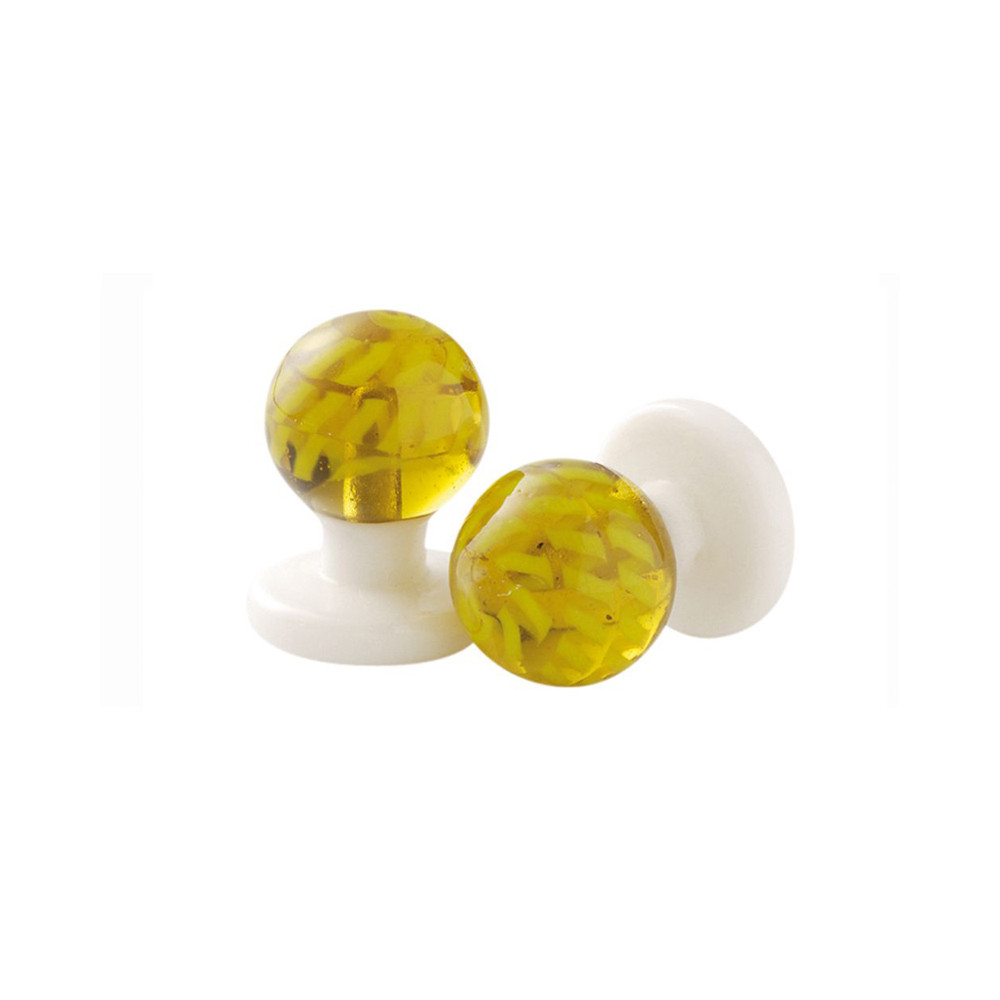 Kugelknöpfe, Glas, gelb/klar (12 Stück)