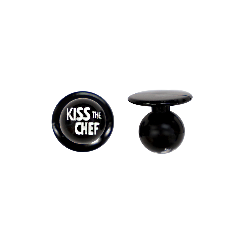 Kugelknöpfe schwarz Kiss the Chef (12 Stück)