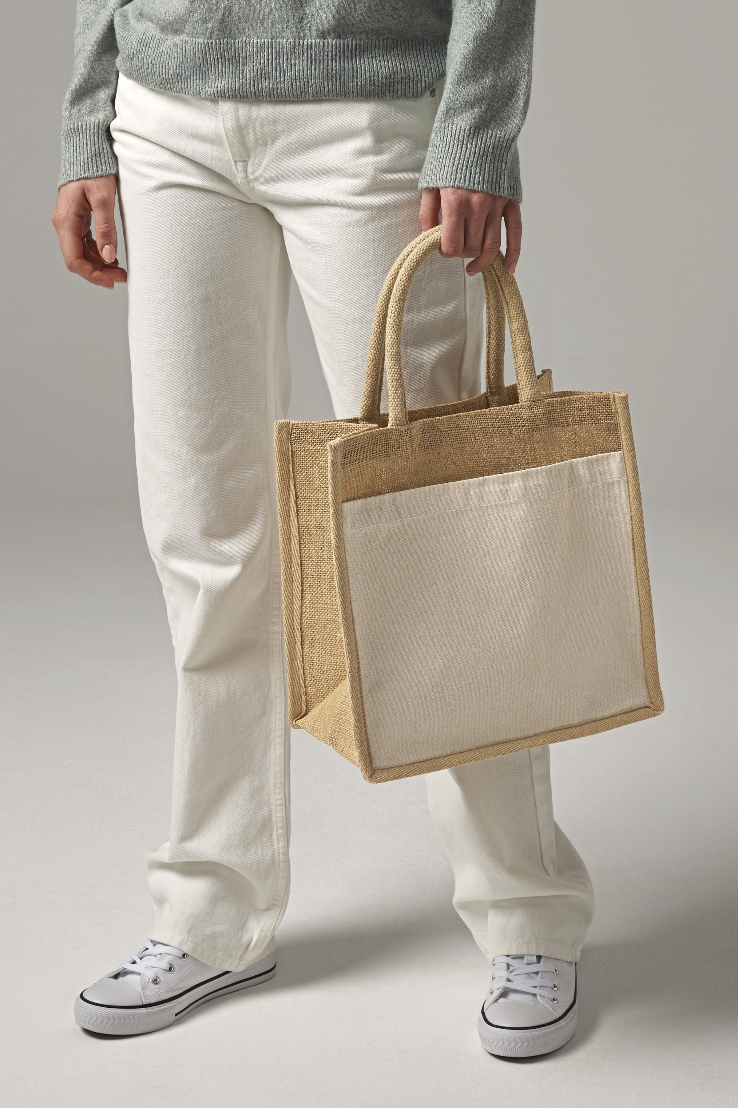 Tasche – Cotton Pocket Natural Starched Jute Midi Bag