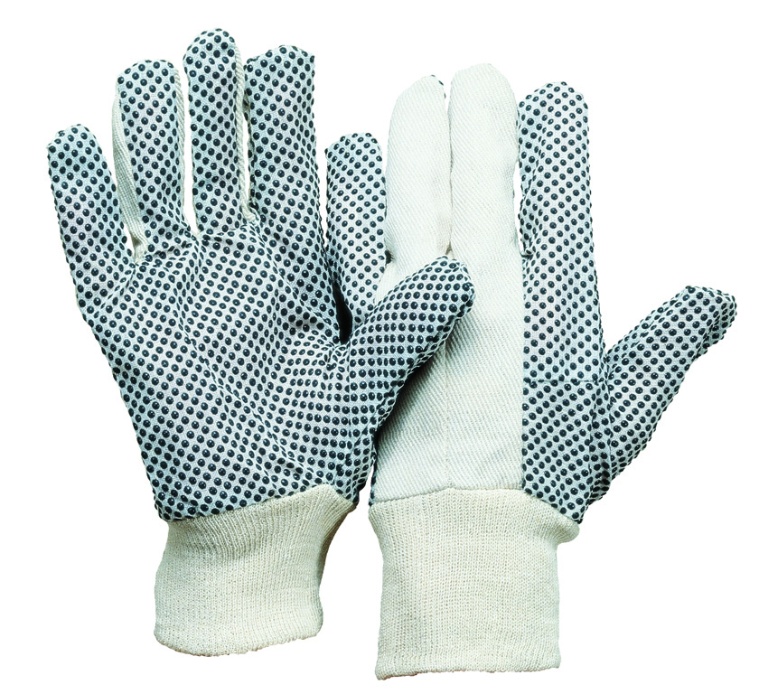 Baumwoll-Köperhandschuh | Strickbund | PVC-Noppen | Herren