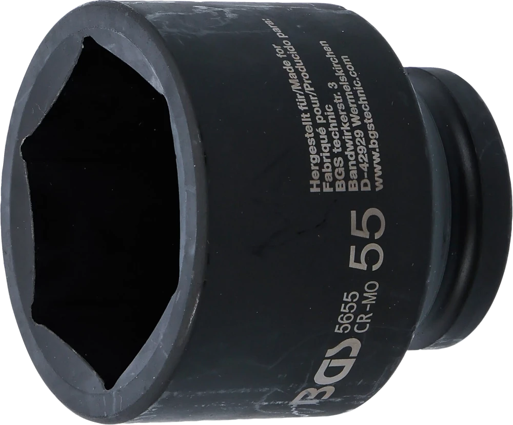 Kraft-Steckschlüssel-Einsatz Sechskant, Antrieb Innenvierkant 20 mm (3/4"), SW 55 mm