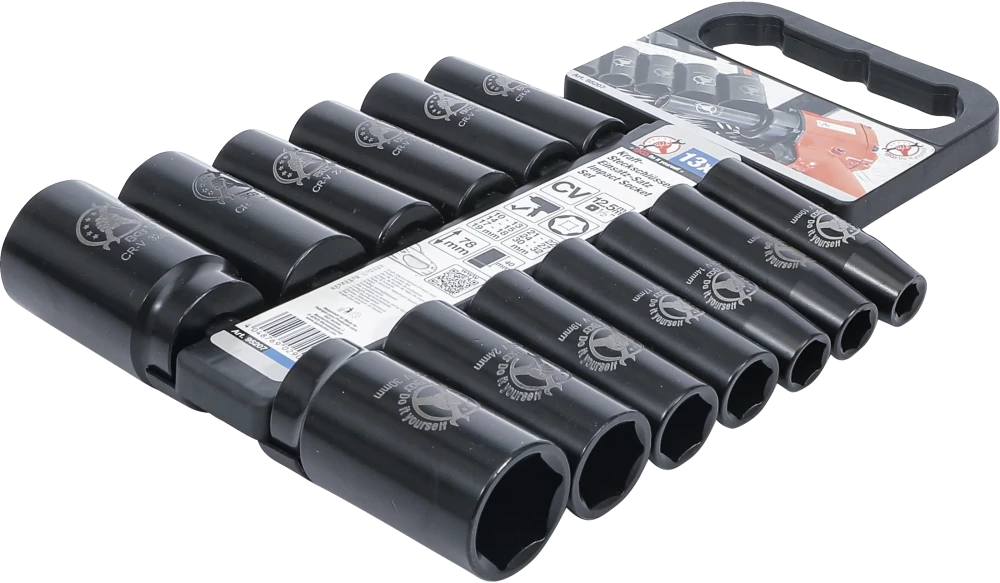 Kraft-Steckschlüssel-Einsatz-Satz, Antrieb 12,5 mm (1/2"), SW 10 - 32 mm, 13-tlg.