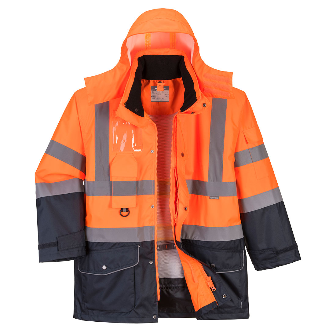 Hi-Vis 7-in-1 Kontrast Verkehrsjacke atmungsaktiv