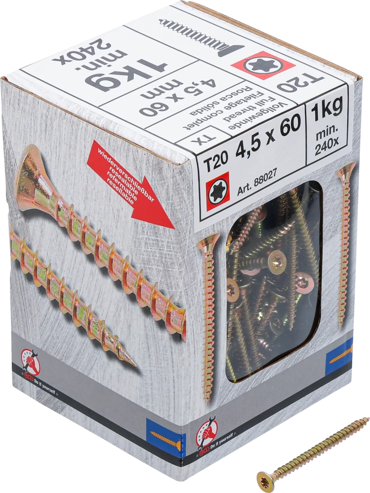 Mehrzweckschrauben, T-Profil ( für Torx) T20, 4,0 x 60 mm, 1 kg / 240 Stück