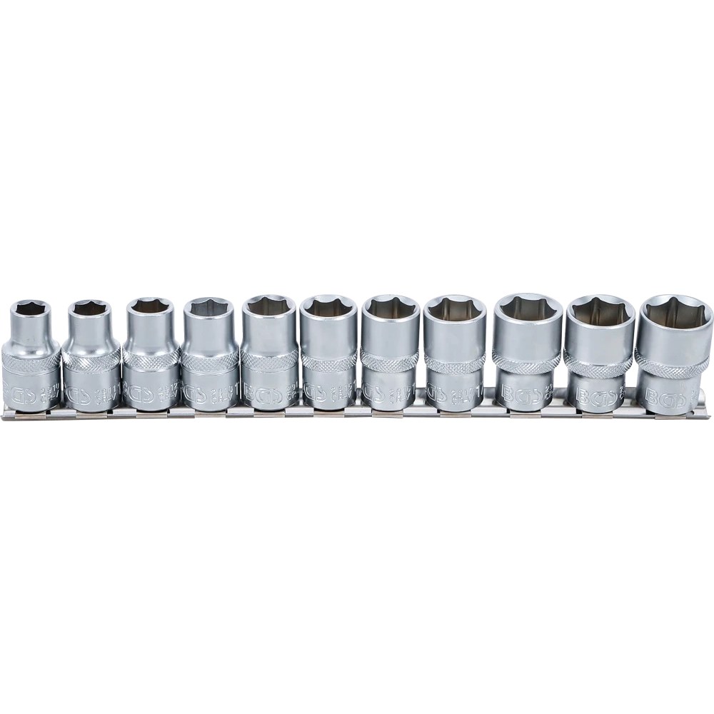 Steckschlüssel-Einsatz-Satz, Sechskant, Antrieb Innenvierkant 12,5 mm (1/2"), SW 10 - 21 mm, 11-tlg.