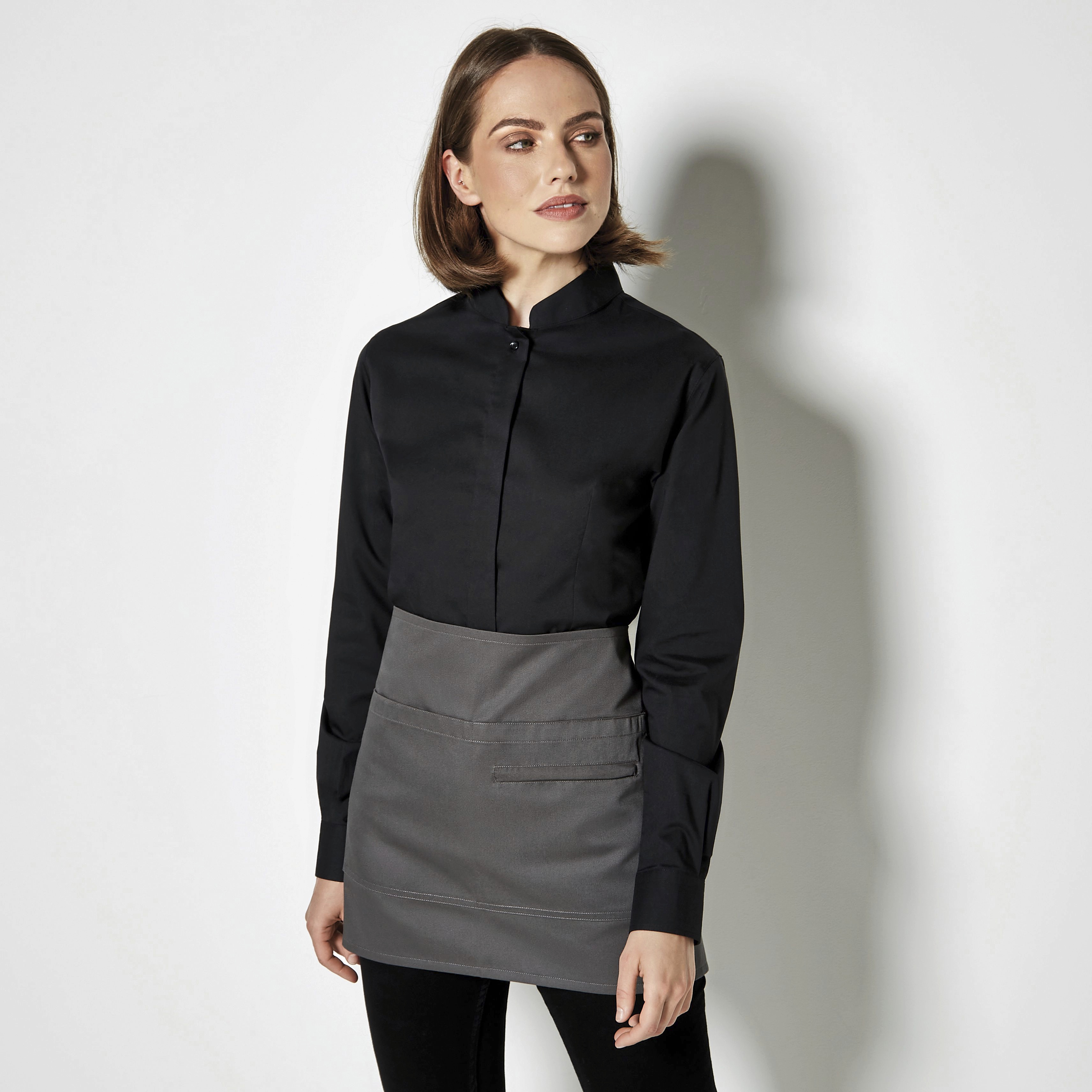 Bluse – Women´s Tailored Fit Shirt Mandarin Collar Long Sleeve
