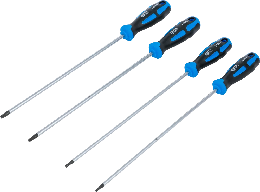 Schraubendreher-Satz, extra lang, T-Profil (für Torx), T15 - T30, 4-tlg.