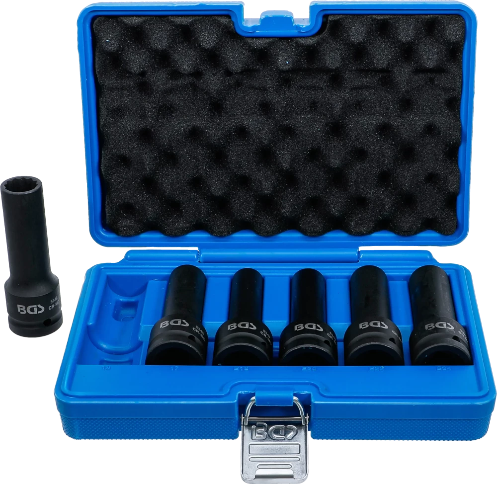 Kraft-Steckschlüssel-Einsatz-Satz E-Profil, Zwölfkant, Antrieb Innenvierkant 20 mm (3/4"), 6-tlg.
