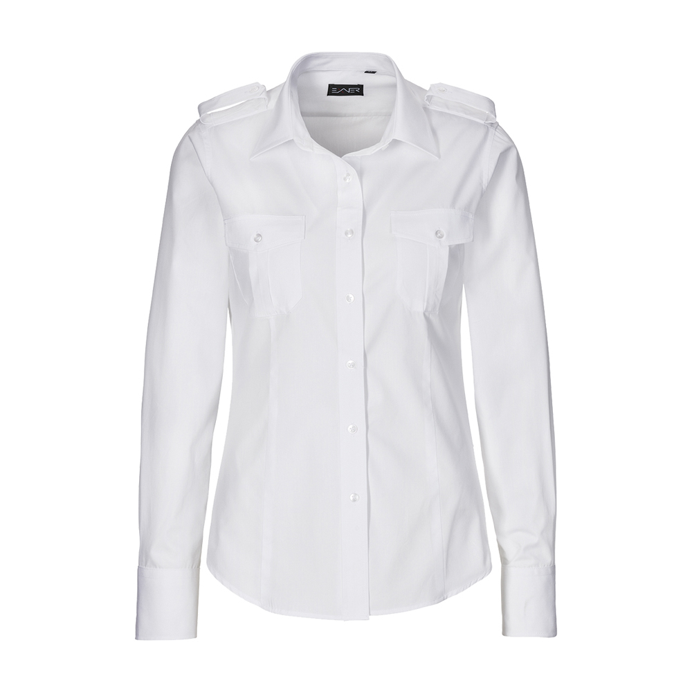 Damen Pilotenbluse langarm, tailliert, weiss