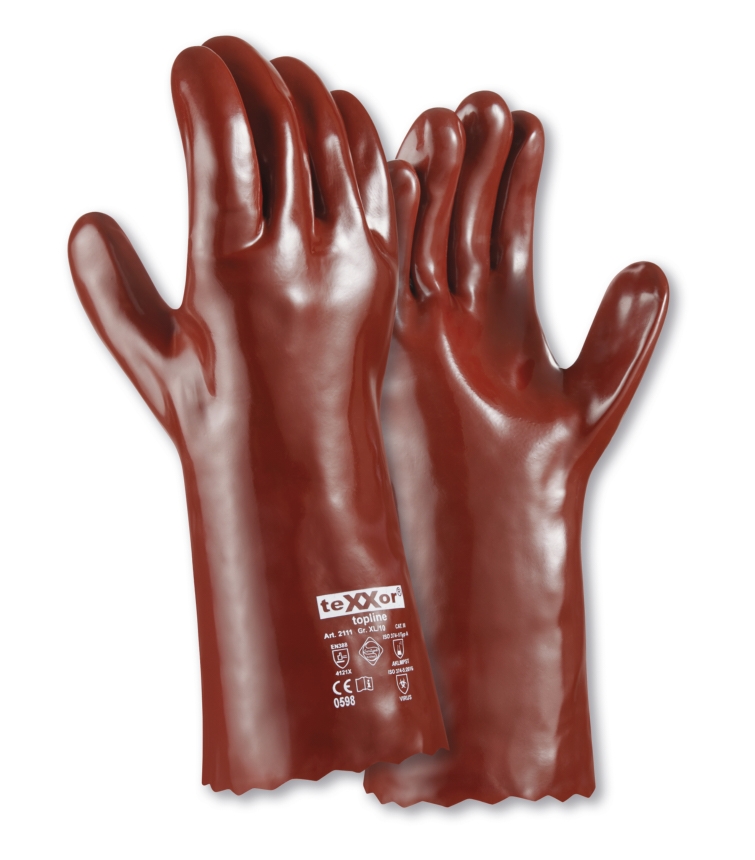 teXXor® Chemikalienschutz-Handschuhe PVC ROTBRAUN rotbraun