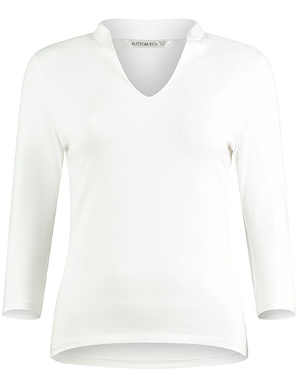 T-Shirt – Regular Fit Mandarin Collar Top 3/4 Sleeve