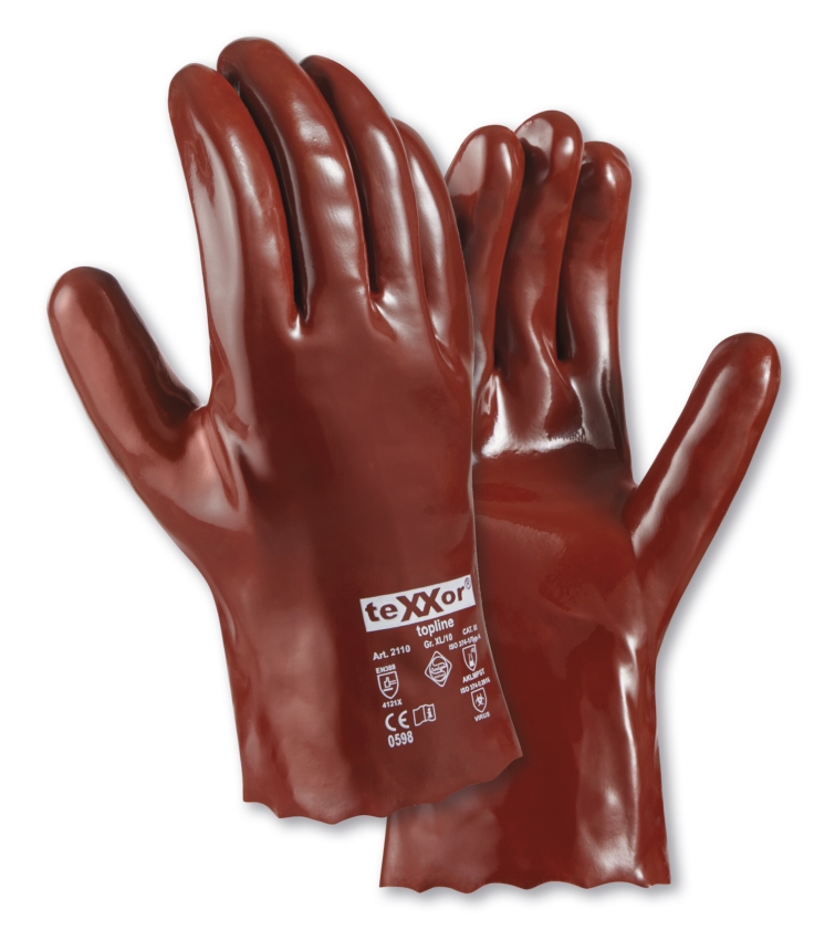 teXXor® Chemikalienschutz-Handschuhe PVC ROTBRAUN rotbraun
