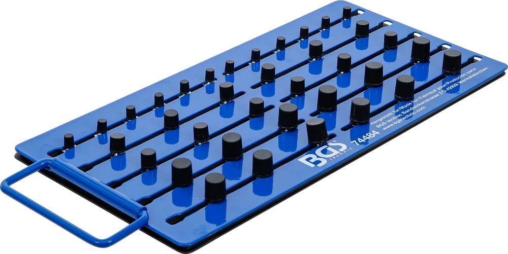 Magnet-Stecktafel, mit Außenvierkant, für 36 Steckschlüssel-Einsätze, Antrieb 6,3 mm (1/4"), 10 mm (3/8"), 12,5 mm (1/2")