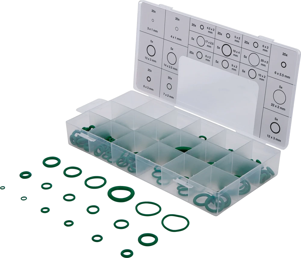 O-Ring-Sortiment, HNBR, Ø 3 - 22 mm, 225-tlg.