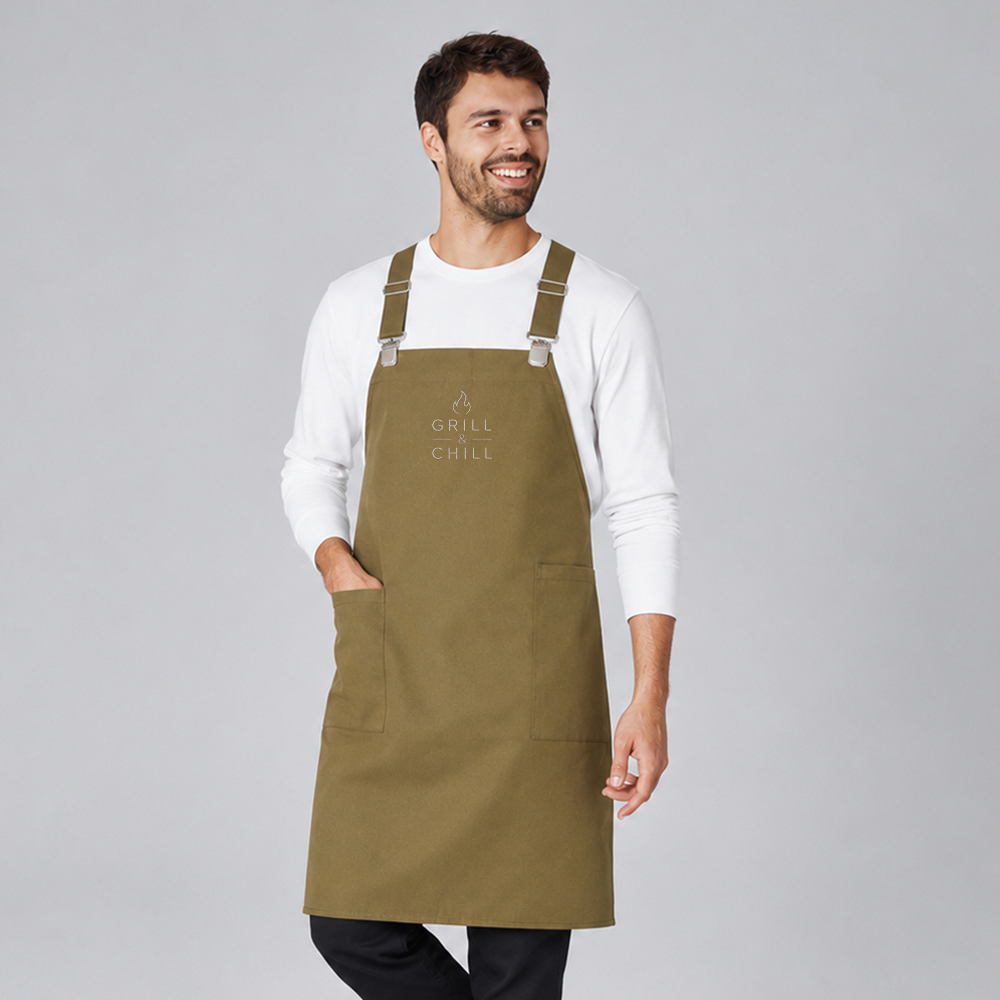 Latzschürze Casual Style mit X-Kreuzung, olive B 88 x L 80 cm