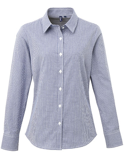 Bluse – Women´s Microcheck (Gingham) Long Sleeve Cotton Shirt